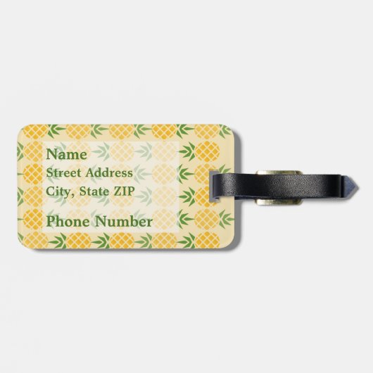 Pineapple Motief met ID op achterkant Bagagelabel (Achterkant horizontaal)