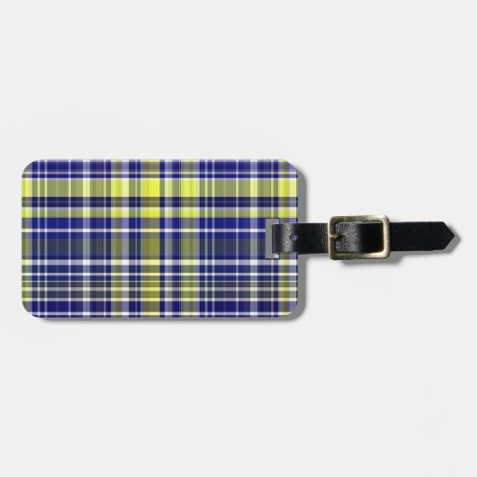 Pineapple Navy Blue White Preppy Madras Pset Bagagelabel (Voorkant horizontaal)