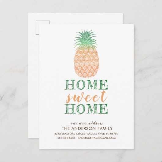 Pineapple Nieuw Adres Aankondiging Post Kaart (Voorkant / Achterkant)