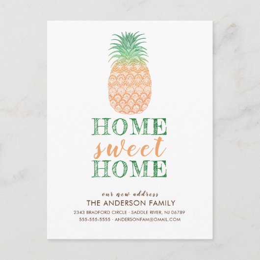 Pineapple Nieuw Adres Aankondiging Post Kaart (Voorkant)
