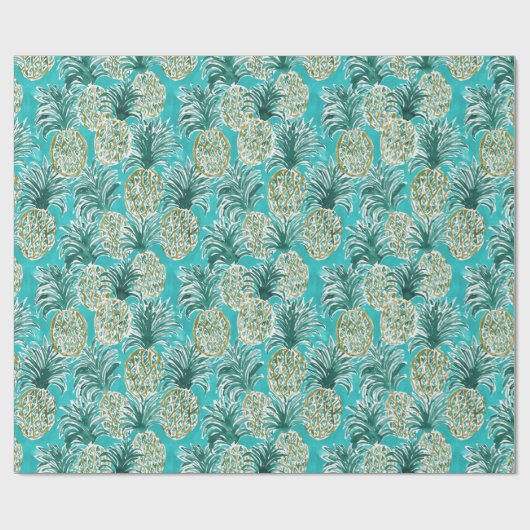 PINEAPPLE O'CLOCK Tropical Whimsical Waterverf Cadeaupapier (Vlak)