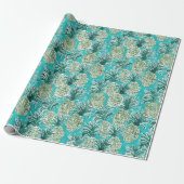 PINEAPPLE O'CLOCK Tropical Whimsical Waterverf Cadeaupapier (Uitgerold)
