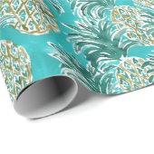PINEAPPLE O'CLOCK Tropical Whimsical Waterverf Cadeaupapier (Rol Hoek)