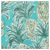 PINEAPPLE O'CLOCK Tropical Whimsical Waterverf Stof (Close Up)