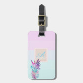 Pineapple Ombre Striped Monogram-Gepersonaliseerd Bagagelabel (Voorkant verticaal)