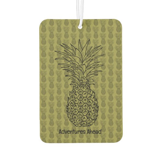 Pineapple on Green Background Pattern Luchtverfrisser (Achterkant)