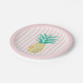 Pineapple Painting Tropical Pink Stripe Papieren Bordje (Gekanteld)