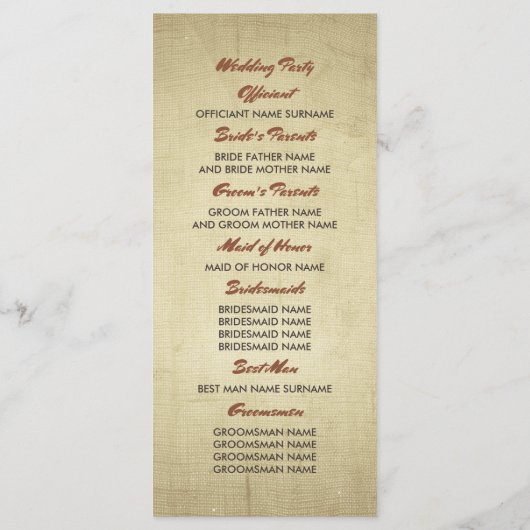 Pineapple Palm String Lights Strand Wedding Progra Programmakaart (Achterkant)