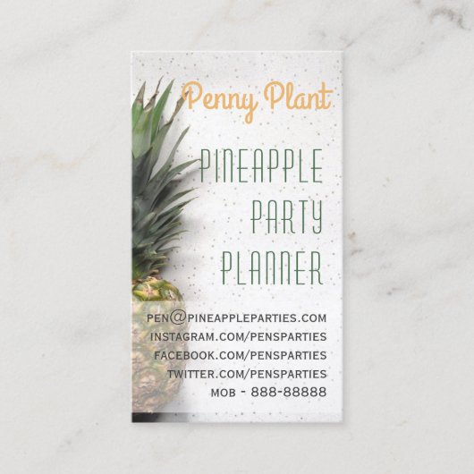 Pineapple Party Planner Professional Visitekaartje (Voorkant)