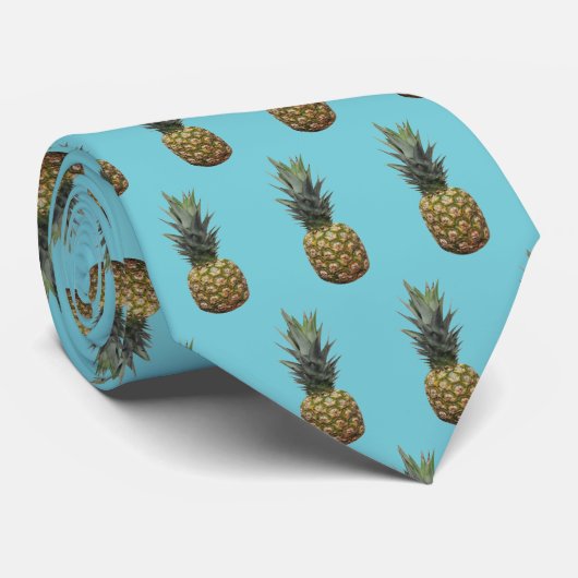 Pineapple Pattern Robin Egg Blue Tropical Tiki Str Stropdas (Opgerold)