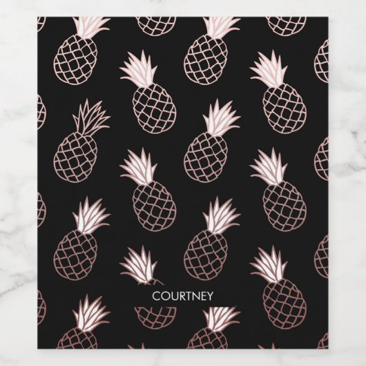 Pineapple Pattern Wijn Etiket (Enkel label)