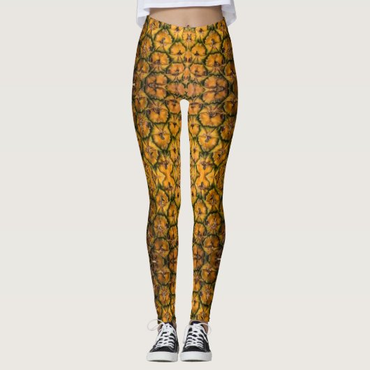 Pineapple Peel Textuur Goud Patroon Foto Leggings (Voorkant)