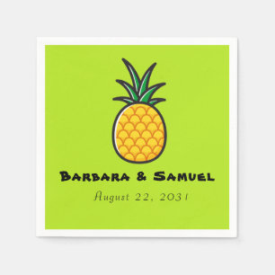 Pineapple Personalized Tropical Wedding Napkins Servet