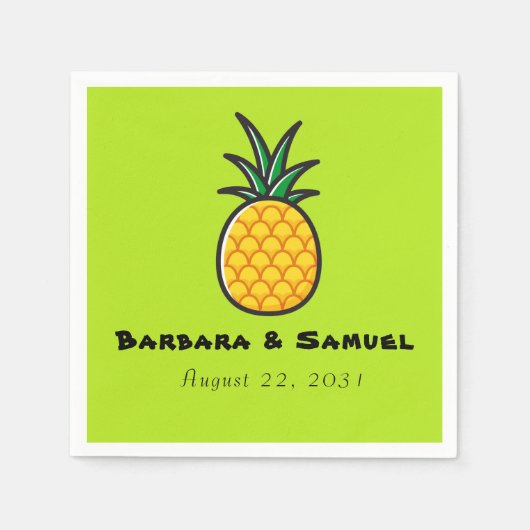 Pineapple Personalized Tropical Wedding Napkins Servet (Voorkant)