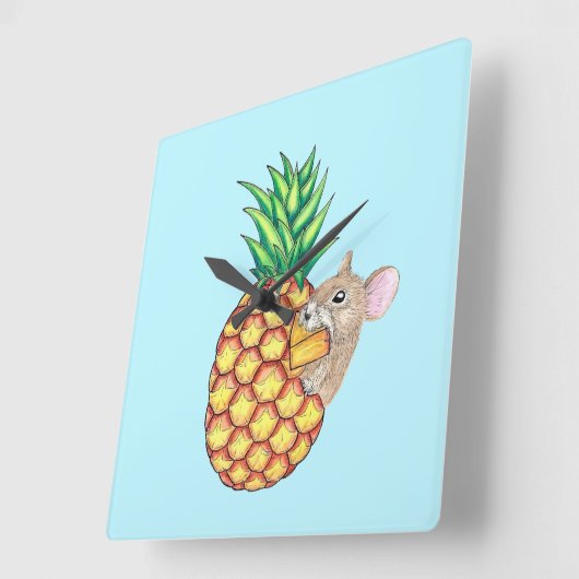 Pineapple Pika neemt een Chomp Aqua Vierkante Klok (Hoek)