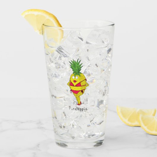 Pineapple Pin-up Girl Funny Fruit Glas (Voorkant ijs)