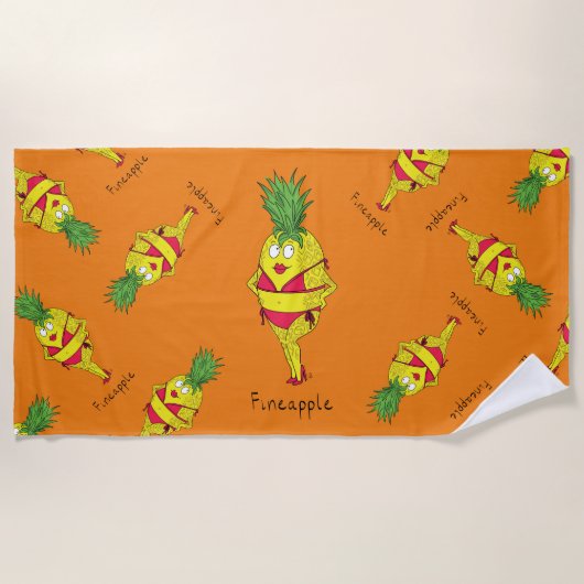 Pineapple Pin-up Girl Funny Fruit Strandlaken (Voorkant)