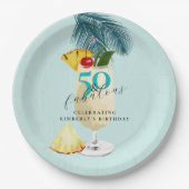 Pineapple Pina Colada Cocktail 50ste verjaardagsfe Papieren Bordje (Voorkant)
