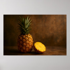 Pineapple & Pineapple Slice Rustic Grunge Photo Poster