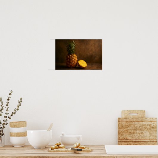 Pineapple & Pineapple Slice Rustic Grunge Photo Poster (Keuken)