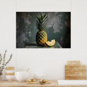 Pineapple & Pineapple Slice Rustic Grunge Photo Poster (Keuken)