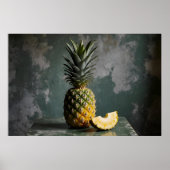 Pineapple & Pineapple Slice Rustic Grunge Photo Poster (Voorkant)