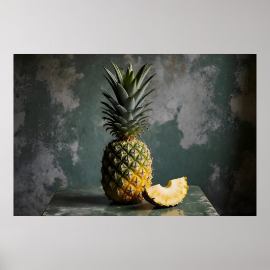 Pineapple & Pineapple Slice Rustic Grunge Photo Poster (Voorkant)