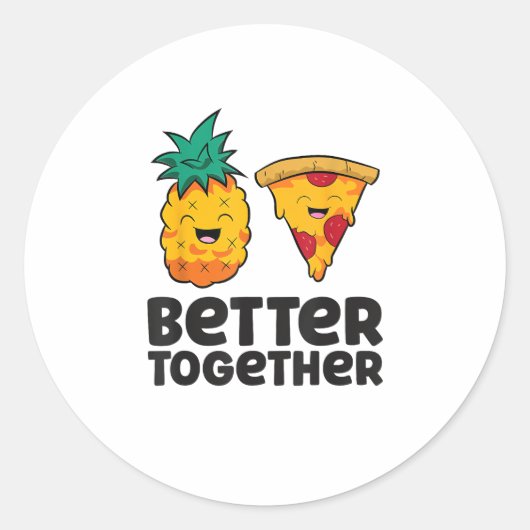 Pineapple Pizza Better Together Modern Graphic Des Ronde Sticker (Voorkant)