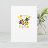 Pineapple Pizza Leuk Stel Kawaii Feestdagenkaart (Staand voorkant)