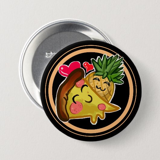 Pineapple Pizza Love Ronde Button 7,6 Cm (Voorkant /achterkant)