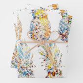 Pineapple Print Wrapping Paper Flat Sheet Set van  (In situ)