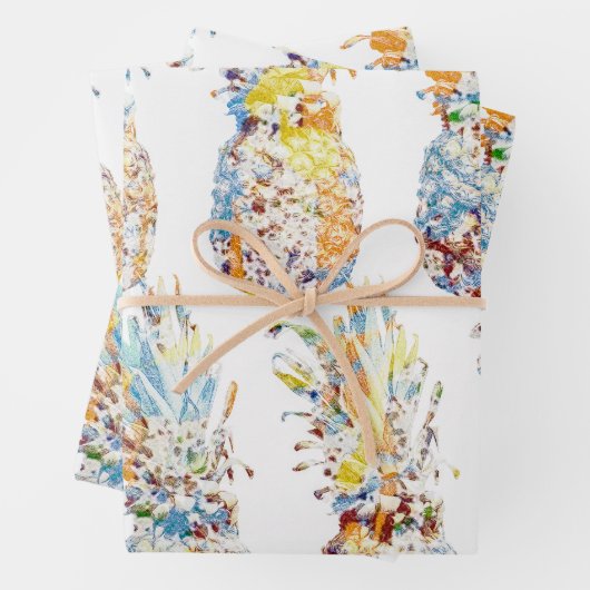 Pineapple Print Wrapping Paper Flat Sheet Set van (In situ)