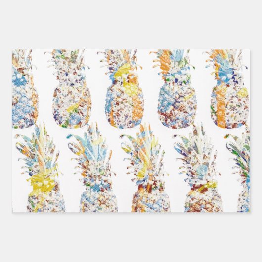Pineapple Print Wrapping Paper Flat Sheet Set van  (Voorkant)