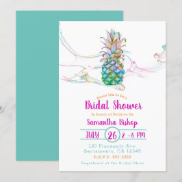 Pineapple Rainbow Color Splash Vrijgezellenfeest Kaart