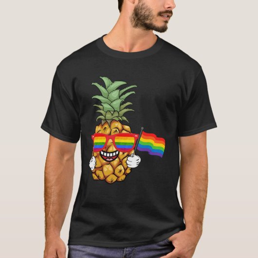 Pineapple Rainbow Flag Hawaiian Gay Pride LGBT T-shirt (Voorkant)