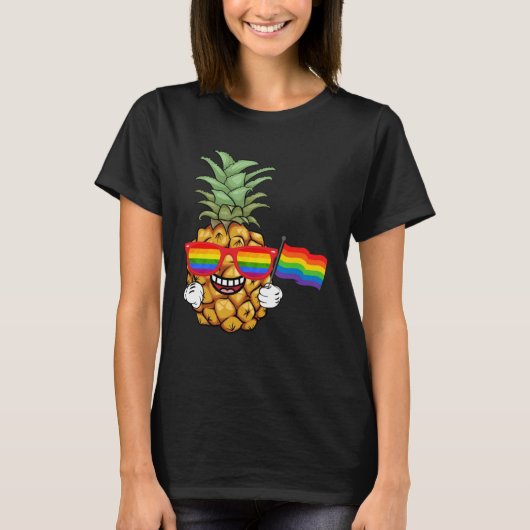 Pineapple Rainbow Flag Hawaiian Gay Pride LGBT T-shirt (Voorkant)
