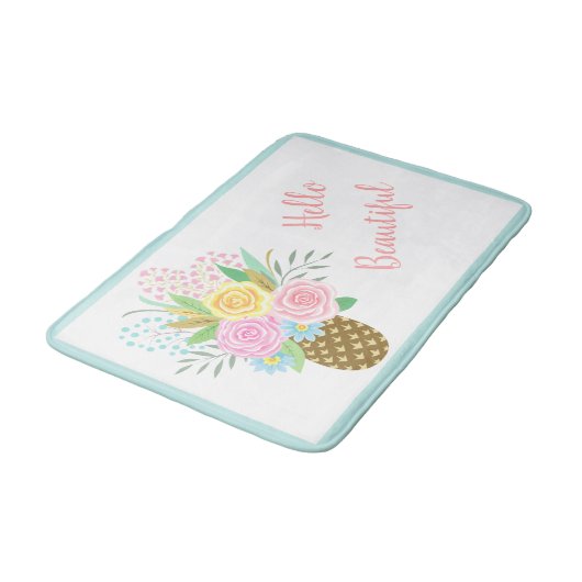 Pineapple Rose Bouquet Hallo Prazimetisch Roze Gee Badmat (Gekanteld)