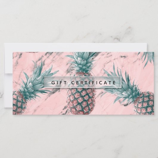 Pineapple Roze Marmer Swirl Chic Cadeaubon (Voorkant)