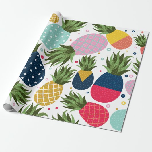 Pineapple seamless pattern illustration, colorful cadeaupapier (Uitgerold)