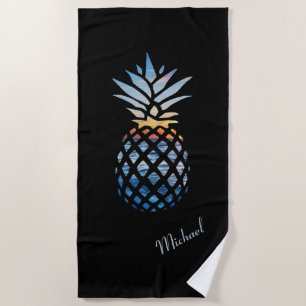 Pineapple Seaside Sunset Gepersonaliseerd Strandlaken