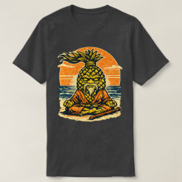 Pineapple Sensei Zonsondergang — Vintage Zomer Kri T-shirt