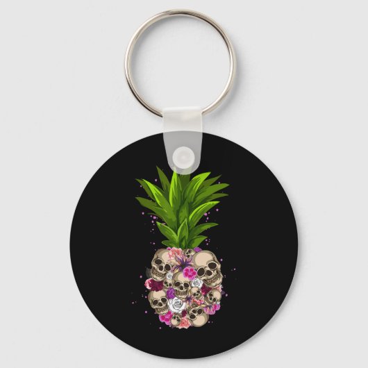 Pineapple Skull Funny Aloha strandt Hawaiian Hawai Sleutelhanger (Voorkant)