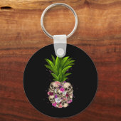 Pineapple Skull Funny Aloha strandt Hawaiian Hawai Sleutelhanger (Voorkant)