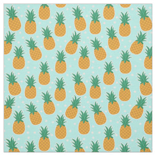 Pineapple Summer Aqua Polka Dot Fabric Stof