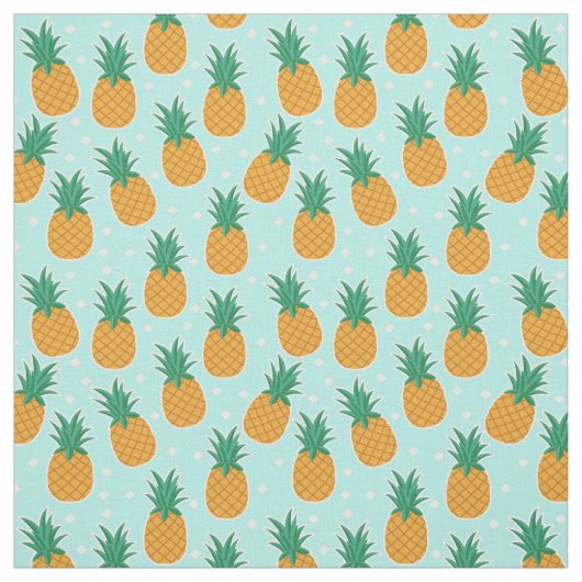 Pineapple Summer Aqua Polka Dot Fabric Stof (Swatch)