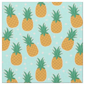 Pineapple Summer Aqua Polka Dot Fabric Stof (Close Up)