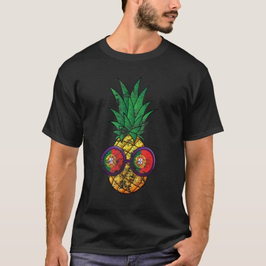 Pineapple Summer Retro Portugal Flag T-shirt (Voorkant)
