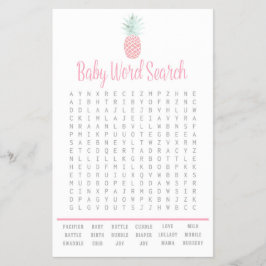 Pineapple Summer Word Search Baby shower Game Flyer