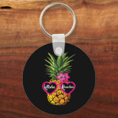 Pineapple Sungles Grappig Aloha Stranden Hawaiian Sleutelhanger (Voorkant)