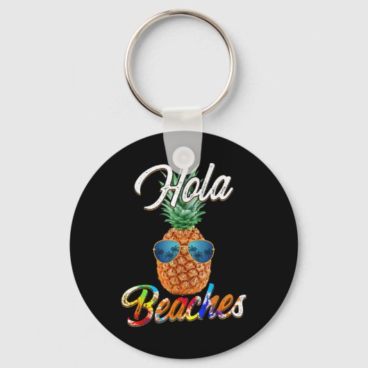 Pineapple Sungles Hola Stranden _ Funny Beach Vaca Sleutelhanger (Voorkant)